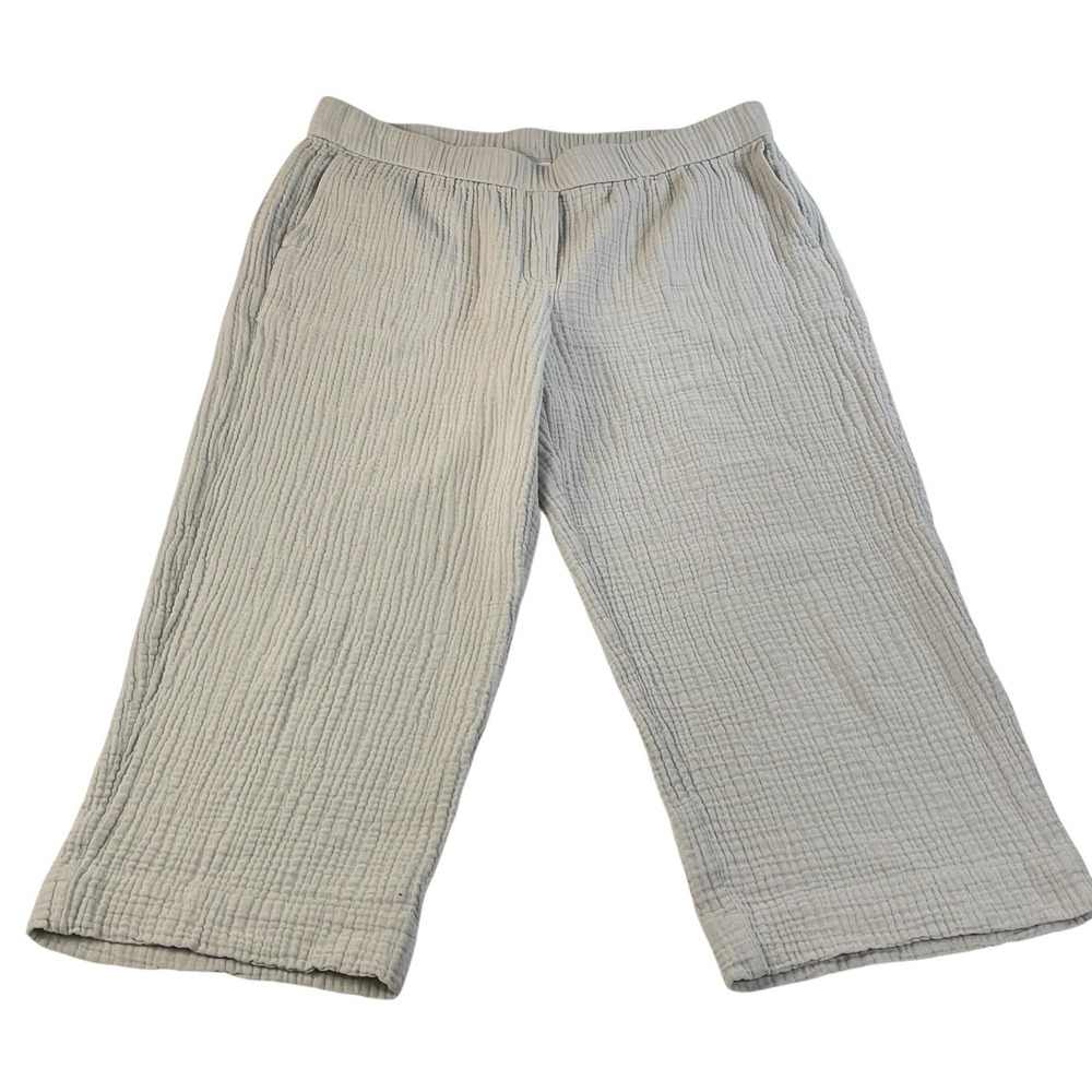 J.Jill Petite Cotton Gauze Pull On Crop Pants Beige Neutral Large Petite